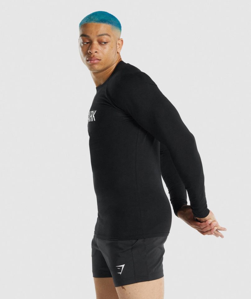 Koszulki Gymshark Apollo Long Sleeve Męskie Czarne | PL 750SRE